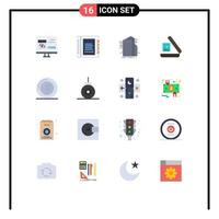 16 iconos creativos, signos y símbolos modernos de contactos de imagen de imagen, ciudad inteligente de Internet, paquete editable de elementos de diseño de vectores creativos