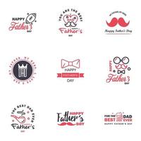 9 Black and Pink Happy Fathers Day Design Collection A set of twelve brown colored vintage style Fathers Day Designs on light background Editable Vector Design Elements