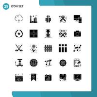 Mobile Interface Solid Glyph Set of 25 Pictograms of devices ribbon man broken medical hiv Editable Vector Design Elements