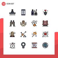 paquete de iconos de vectores de stock de 16 signos y símbolos de línea para el crecimiento de los cosméticos del corazón del castillo gratitud elementos de diseño de vectores creativos editables