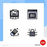 Universal Icon Symbols Group of 4 Modern Filledline Flat Colors of resume education computer diploma delete Editable Vector Design Elements