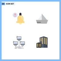 Modern Set of 4 Flat Icons and symbols such as alarm distributed boat vehicles network Editable Vector Design Elements