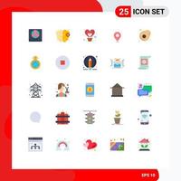 Pack of 25 Modern Flat Colors Signs and Symbols for Web Print Media such as breakfast holiday balloon camping location Editable Vector Design Elements