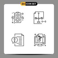 Universal Icon Symbols Group of 4 Modern Filledline Flat Colors of audio contact coding document faq Editable Vector Design Elements