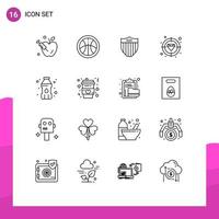 16 Thematic Vector Outlines and Editable Symbols of coffee drinking water seurity bottle focus Editable Vector Design Elements