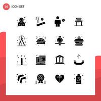 16 Universal Solid Glyphs Set for Web and Mobile Applications process precision body school student Editable Vector Design Elements