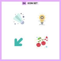 4 Universal Flat Icons Set for Web and Mobile Applications badminton down bulb innovation heart Editable Vector Design Elements