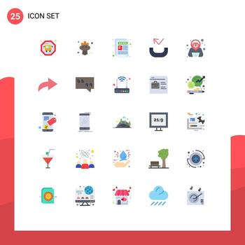 User Interface Pack of 25 Basic Flat Colors of redo security paper hacker phone Editable Vector Design Elements
