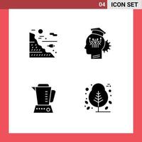 4 User Interface Solid Glyph Pack of modern Signs and Symbols of under technology rock management electric Editable Vector Design Elements