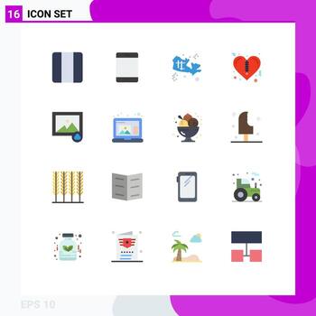 16 Flat Color concept for Websites Mobile and Apps image zipper ipad valentines world Editable Pack of Creative Vector Design Elements