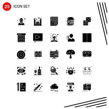 Pictogram Set of 25 Simple Solid Glyphs of casino corel data cdr format report Editable Vector Design Elements