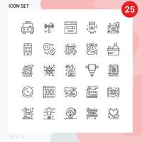 Concepto de 25 líneas para sitios web móviles y preferencia de aplicaciones configurar crema de comunicación elementos de diseño vectorial editables por el usuario vector