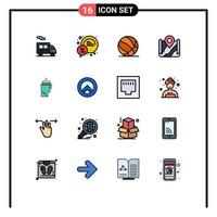 User Interface Pack of 16 Basic Flat Color Filled Lines of destination location ball pin basket ball Editable Creative Vector Design Elements