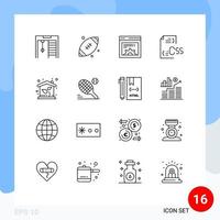 16 Universal Outlines Set for Web and Mobile Applications investment eco setting file develop Editable Vector Design Elements