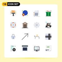 16 Thematic Vector Flat Colors and Editable Symbols of shopping box world present calculation Editable Pack of Creative Vector Design Elements