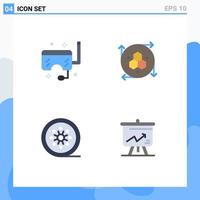 4 Thematic Vector Flat Icons and Editable Symbols of goggles black film sea modeling api movie reel Editable Vector Design Elements