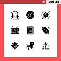 User Interface Pack of 9 Basic Solid Glyphs of mobile match preferences live broadcast Editable Vector Design Elements