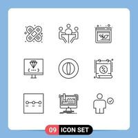 Modern Set of 9 Outlines Pictograph of business development arrow develop coding Editable Vector Design Elements