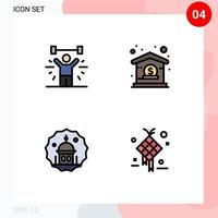 paquete de iconos de vector de stock de 4 signos y símbolos de línea para elementos de diseño de vector editable musulmán de negocio de peso de mezquita de culturismo