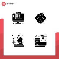 Editable Vector Line Pack of Simple Solid Glyphs of development telecommunication app data scince relax Editable Vector Design Elements