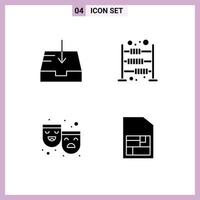 4 Creative Icons Modern Signs and Symbols of mail theater abacus finances mobile sim Editable Vector Design Elements