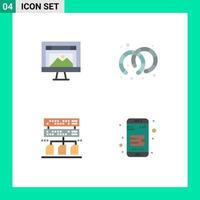 Universal Icon Symbols Group of 4 Modern Flat Icons of app data image hoops mobile wallet Editable Vector Design Elements