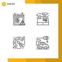 4 Creative Icons Modern Signs and Symbols of alert drawing cash shopping automotive technology Editable Vector Design Elements