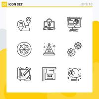 9 User Interface Outline Pack of modern Signs and Symbols of orange fruit screen web development Editable Vector Design Elements