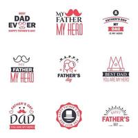 9 Black and Pink Happy Fathers Day Design Collection A set of twelve brown colored vintage style Fathers Day Designs on light background Editable Vector Design Elements