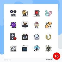 Set of 16 Modern UI Icons Symbols Signs for female mars advertising venus poster Editable Creative Vector Design Elements