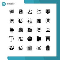 Universal Icon Symbols Group of 25 Modern Solid Glyphs of computer sea couple river fish Editable Vector Design Elements