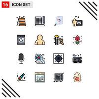 16 Flat Color Filled Line concept for Websites Mobile and Apps machine speech analysis presentation research Editable Creative Vector Design Elements