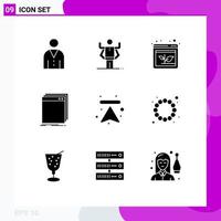 Mobile Interface Solid Glyph Set of 9 Pictograms of program application organization app increase Editable Vector Design Elements