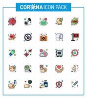 Coronavirus Prevention 25 icon Set Blue brain ilness sports flu safety viral coronavirus 2019nov disease Vector Design Elements