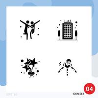 Pictogram Set of Simple Solid Glyphs of celebration stare party office house Editable Vector Design Elements