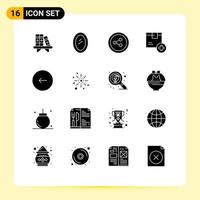 Pack of 16 creative Solid Glyphs of buttons product mirror logistic box Editable Vector Design Elements