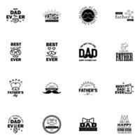 feliz día del padre saludo mano letras insignias 16 negro error tipográfico aislado en blanco plantilla de diseño de tipografía para cartel banner tarjeta de regalo camiseta impresión etiqueta pegatina retro estilo vintage vector i