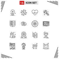 Universal Icon Symbols Group of 16 Modern Outlines of find web science server hosting Editable Vector Design Elements