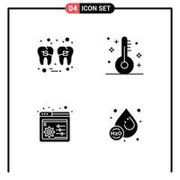 Modern Set of 4 Solid Glyphs and symbols such as dental web control tooth festival settings Editable Vector Design Elements