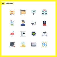 Set of 16 Modern UI Icons Symbols Signs for development mixer ad deck cd Editable Pack of Creative Vector Design Elements