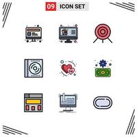 9 Creative Icons Modern Signs and Symbols of heart digital list compact blu ray Editable Vector Design Elements