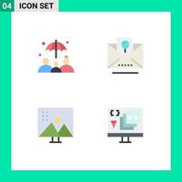 4 Thematic Vector Flat Icons and Editable Symbols of insurance modify photographs envelope party photo retouching Editable Vector Design Elements