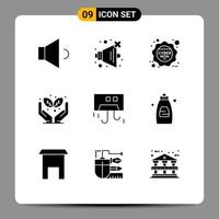 User Interface Pack of 9 Basic Solid Glyphs of hardware cooling monday condition save the world Editable Vector Design Elements