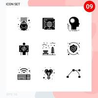 Set of 9 Commercial Solid Glyphs pack for radiology patient globe xray idea Editable Vector Design Elements