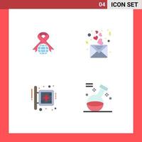 Modern Set of 4 Flat Icons and symbols such as care hospital world love sign Editable Vector Design Elements