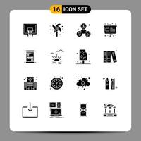 Universal Icon Symbols Group of 16 Modern Solid Glyphs of mom presentation clock easel art Editable Vector Design Elements