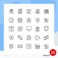 25 User Interface Line Pack of modern Signs and Symbols of blue print medical photograph list chart Editable Vector Design Elements