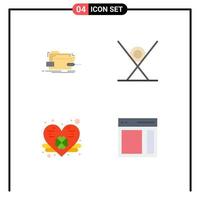 User Interface Pack of 4 Basic Flat Icons of box sushi tech fast food heart Editable Vector Design Elements