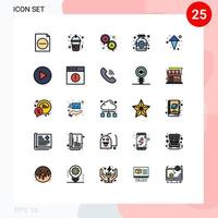 Concepto de color plano de 25 líneas rellenas para sitios web móviles y aplicaciones flechas multimedia pregunta flecha medicina elementos de diseño vectorial editables vector