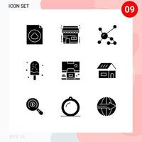 Set of 9 Modern UI Icons Symbols Signs for cabin summer biochemistry ice cold Editable Vector Design Elements